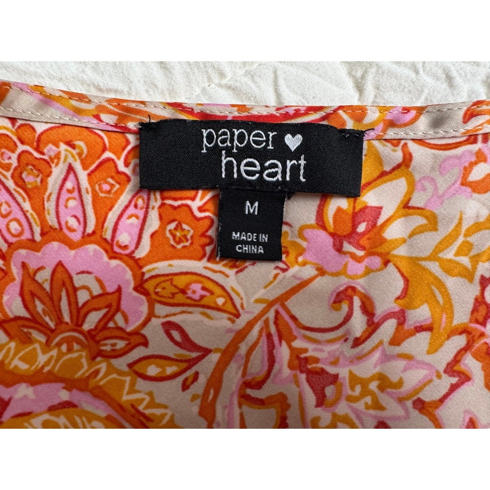 Tropical Orange Pink Paisley Festival Cowl Neck 90s Midi Slip Dress Slit Medium - Picture 2 of 7